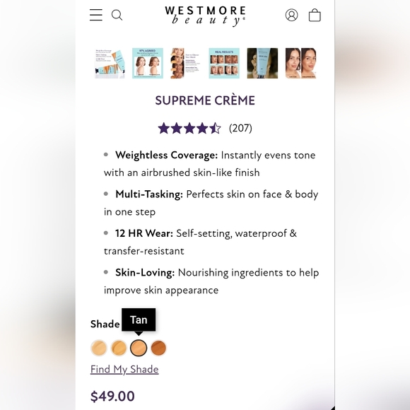 🆕 Westmore Beauty Supreme Creme TAN - Picture 4 of 5